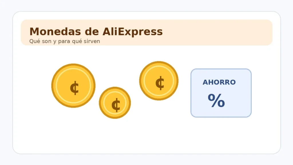 Monedas de AliExpress representadas como símbolos de ahorro digital.