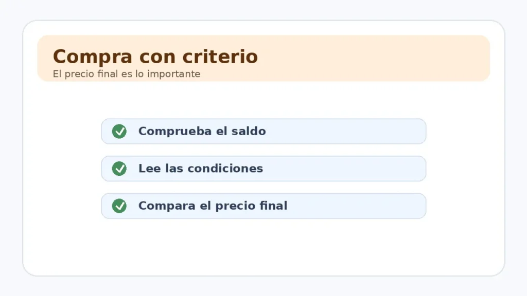 Lista para revisar condiciones y precio final.